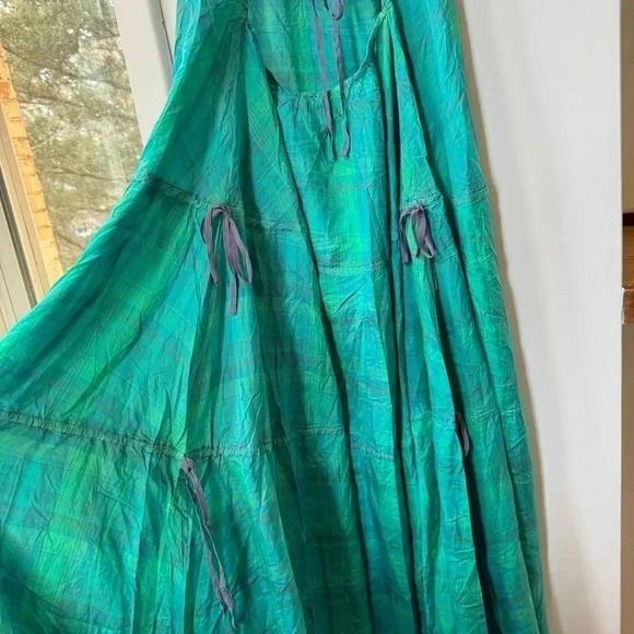 New Free People Marisol Tiered Silk Maxi Dress Summer Sun Boho Green Small - Picture 14 of 17